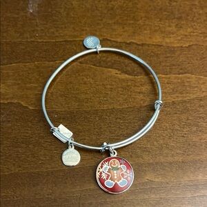 Alex & Ani Silver Bangle Bracelet with Gingerbread Charm